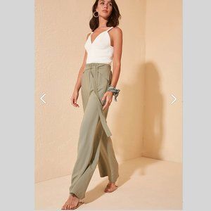 Organic Cotton Green Lacing Detail Trousers